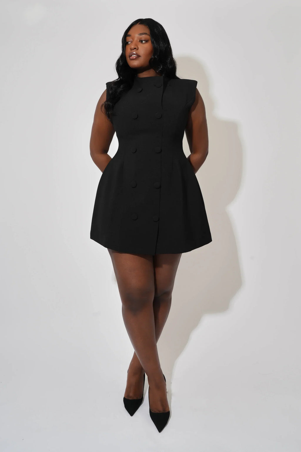 Sleeveless Button Mini Dress