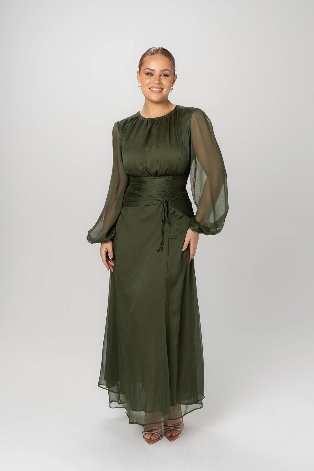 Lunara Long Sheer Sleeve Maxi Dress