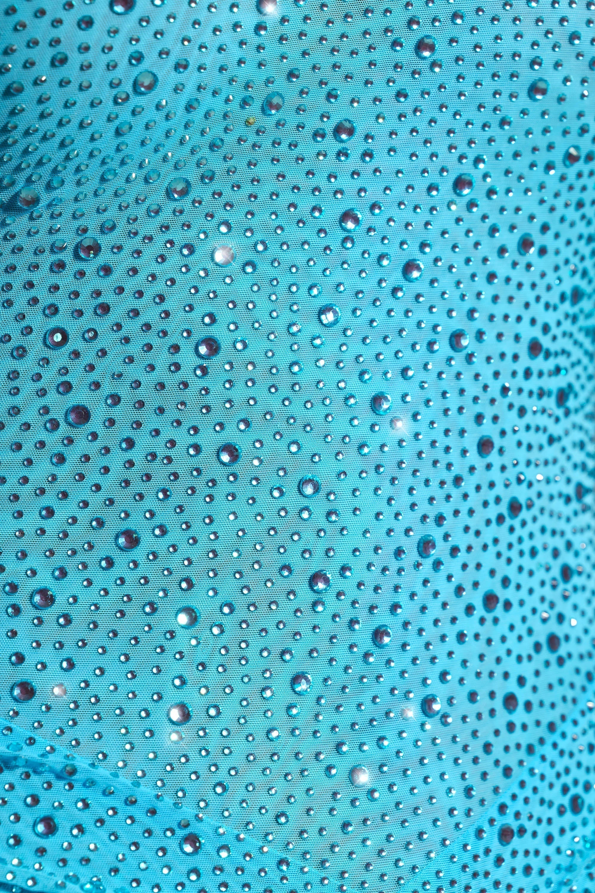 Embellished One-Shoulder Mini Dress In Aqua Blue