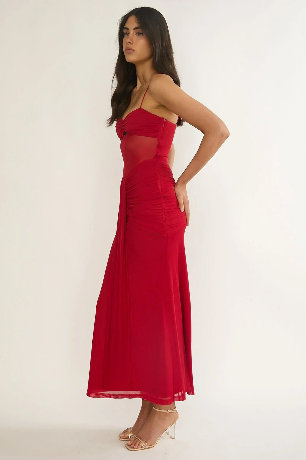 Serenella Lace Maxi Dress Red