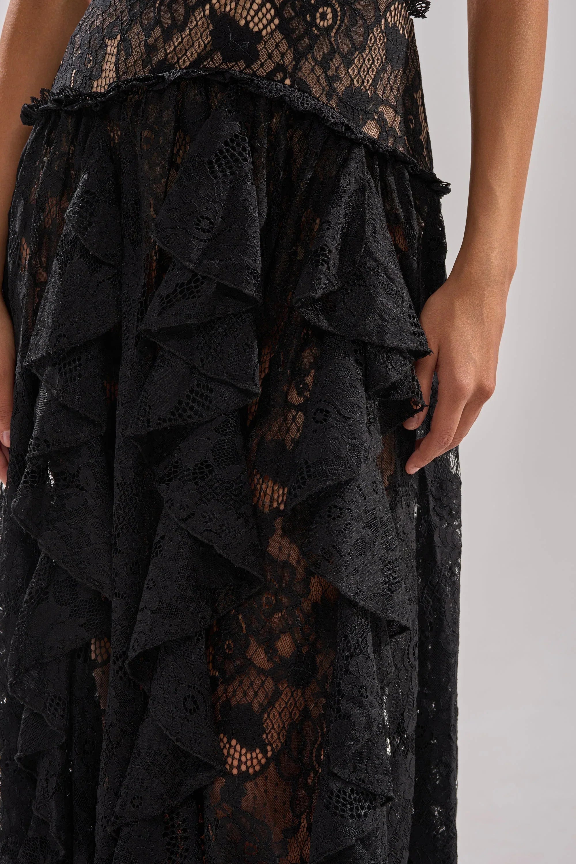 Kyla Lace Maxi Dress In Black