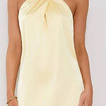 Exclusive Parties Halter Satin Mini Dress White