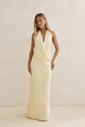 Charm Of Yours Satin Halter Maxi Dress Yellow
