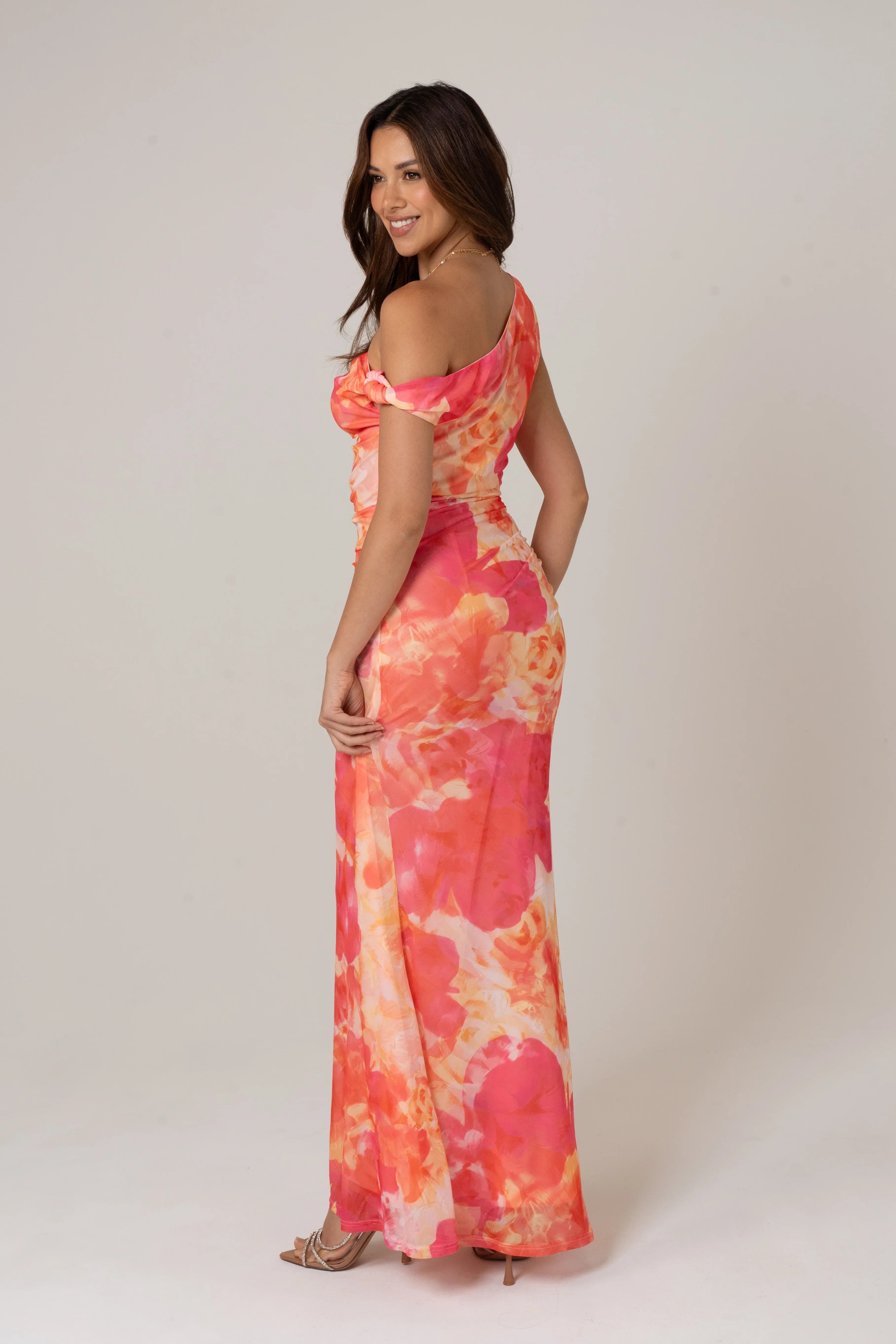 Lani Drop Shoulder Pink Maxi Dress