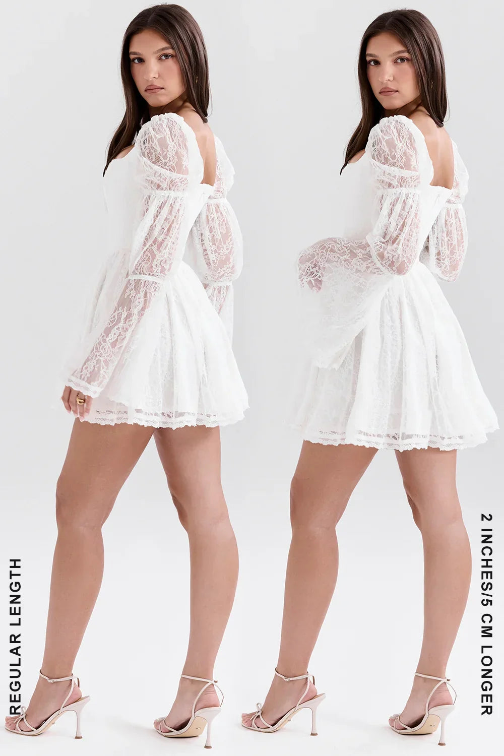 White Lace Puff Sleeve Mini Dress