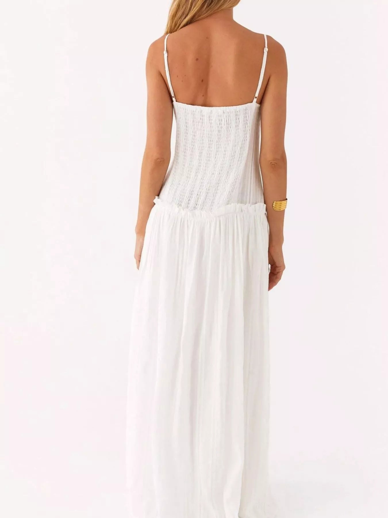 Frill Spaghetti Strap Maxi Dress