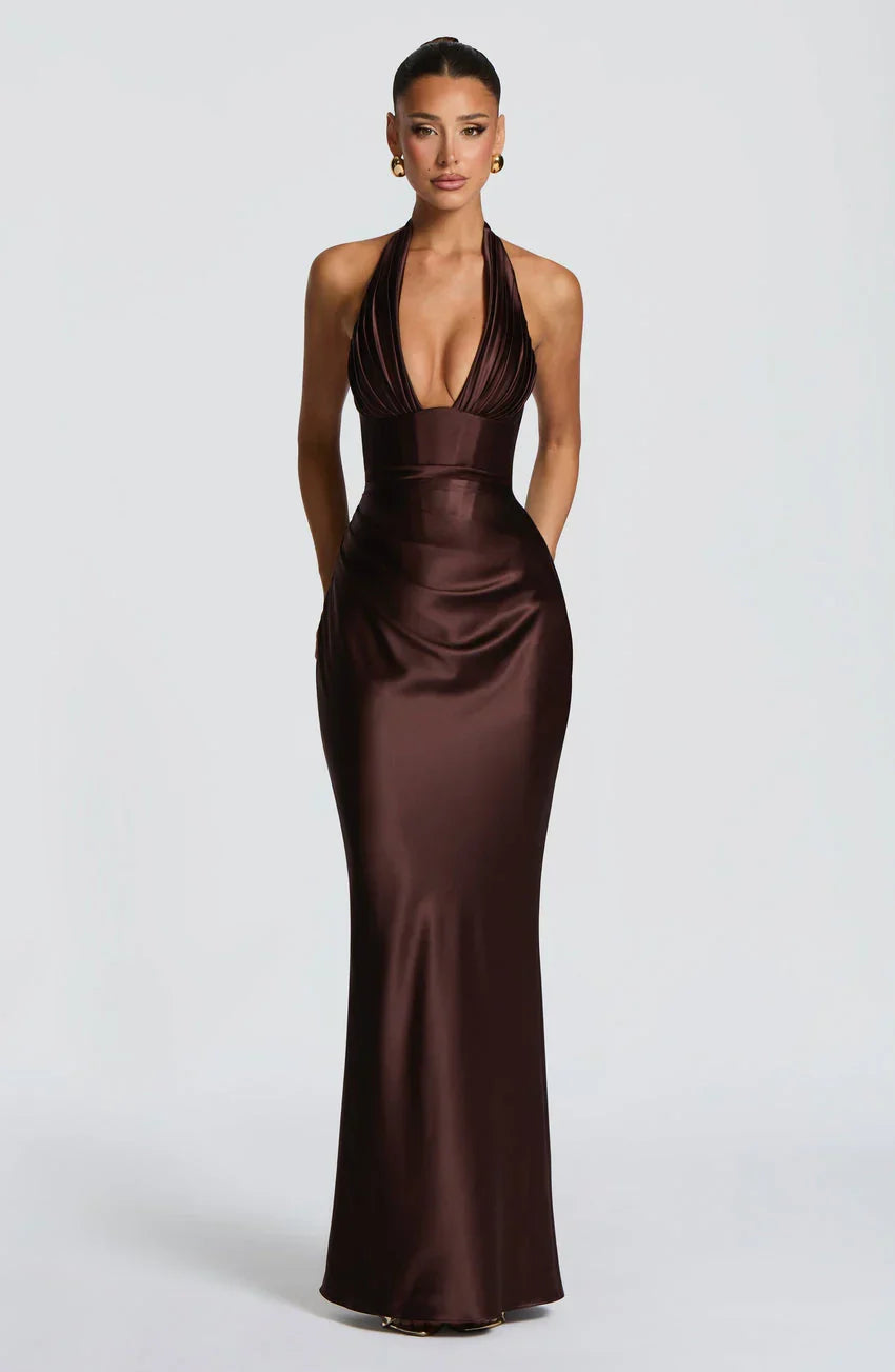 Elowen Maxi Dress - Plum Brown