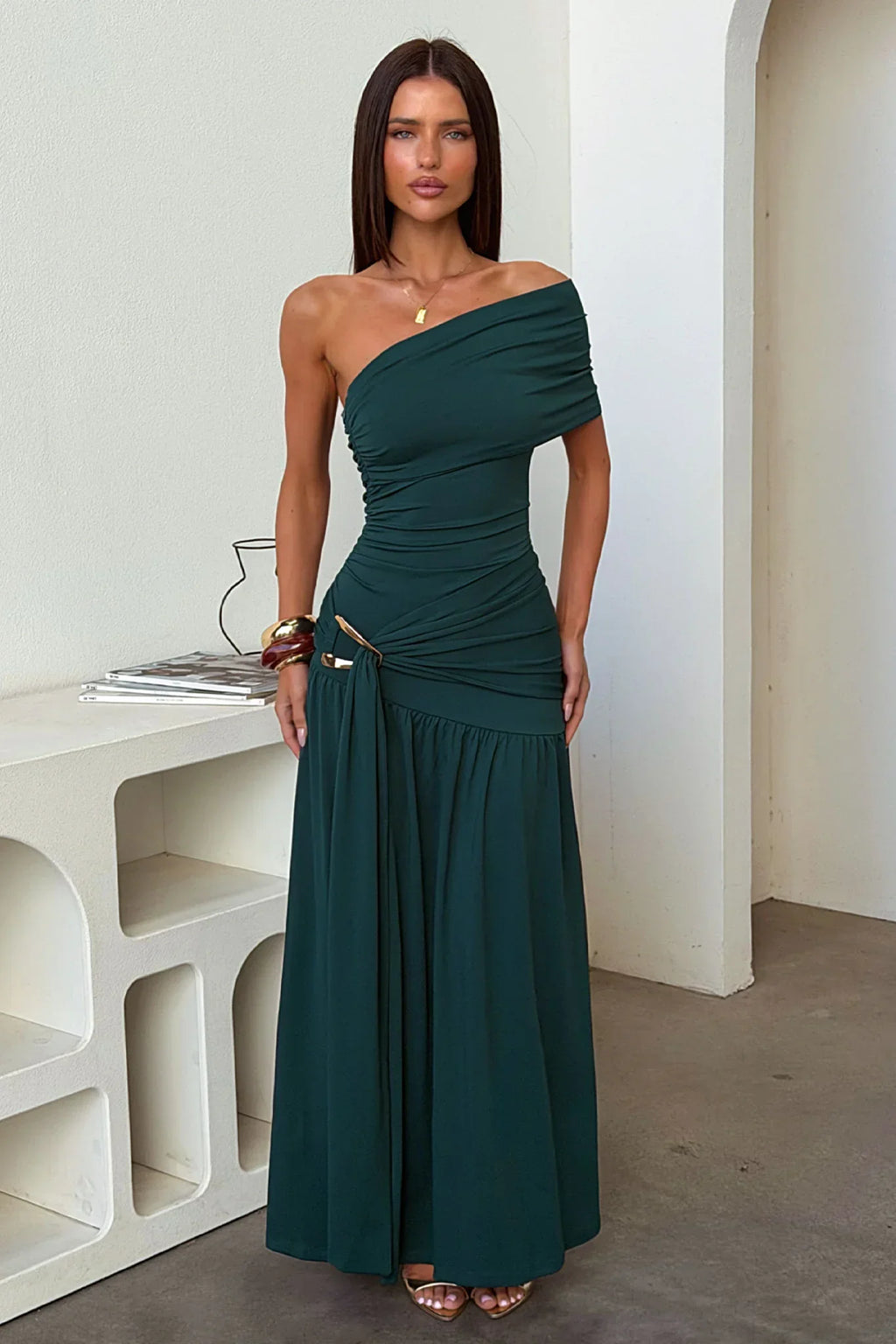 Aveline Strapless Wrap Maxi Dress - Emerald