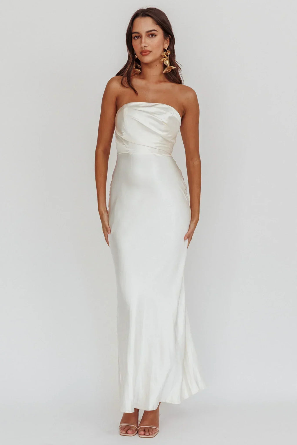 City Of Stars Strapless Maxi Dress Oyster