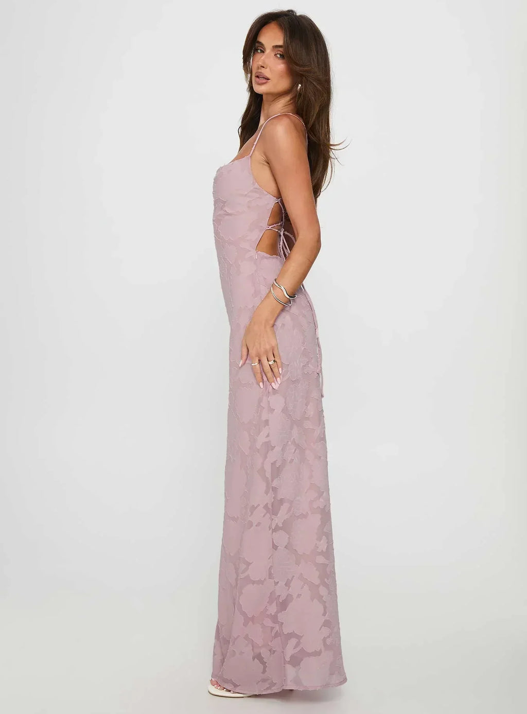 Celena Maxi Dress Light Pink Burnout