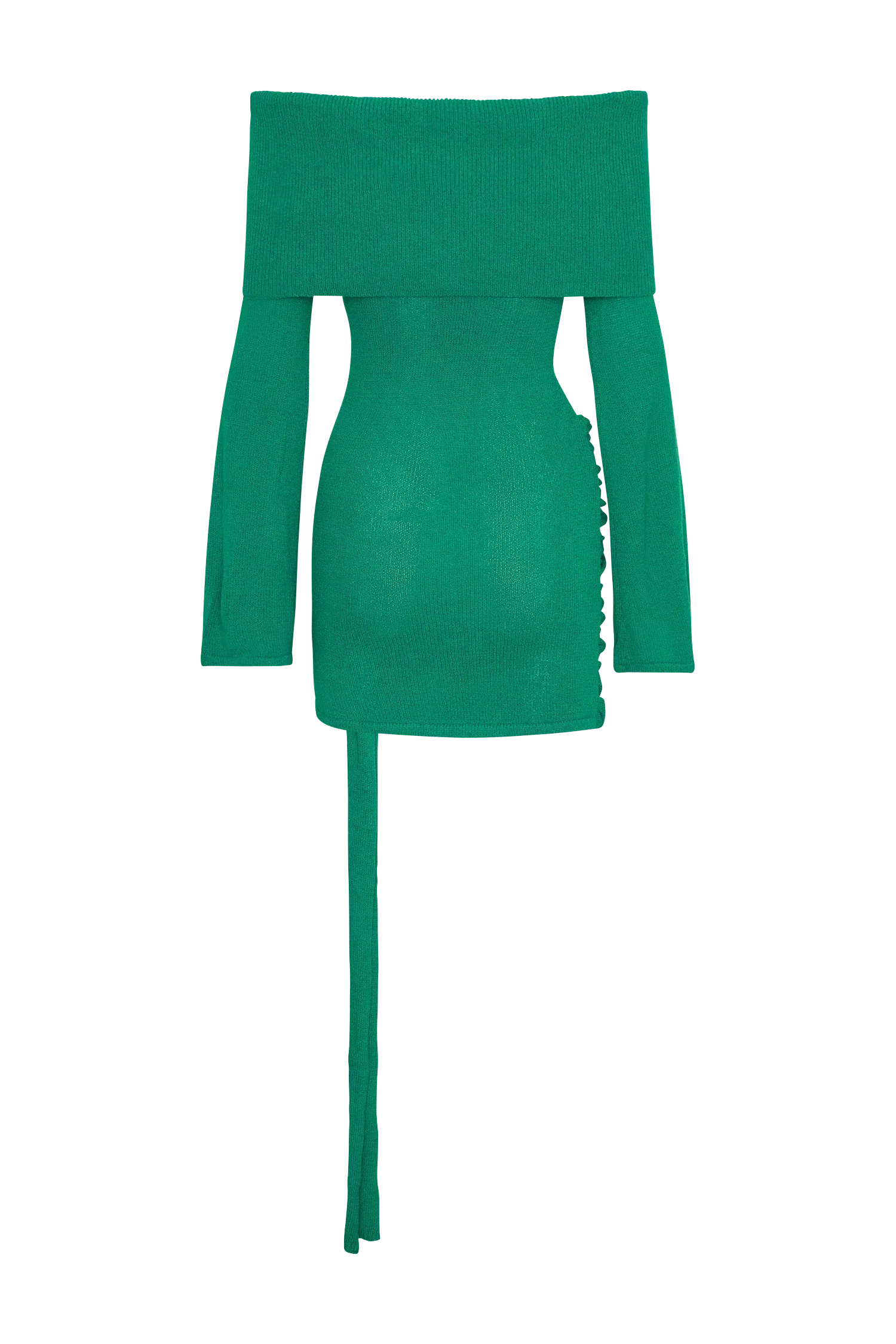 Camryn Off Shoulder Tie Knit Mini Dress - Green