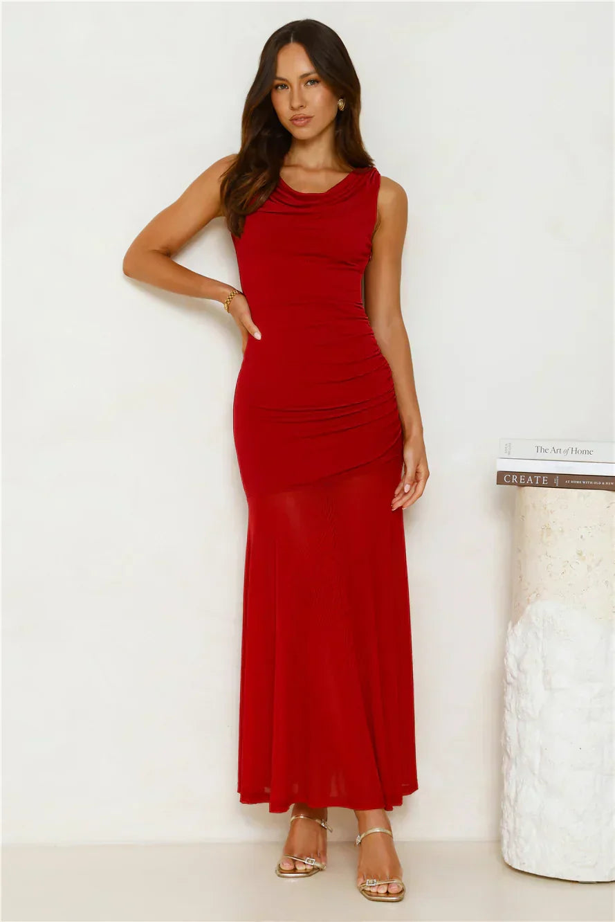 Honey Drizzle Mesh Maxi Dress