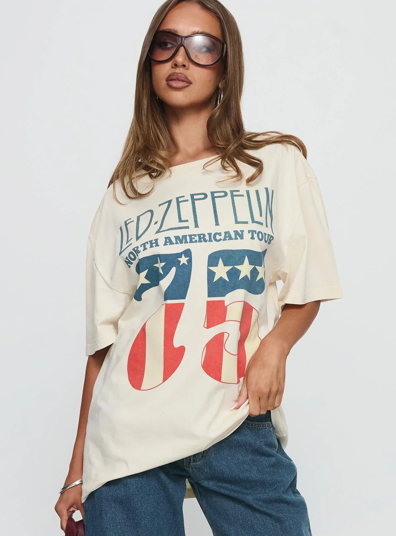 4Th July Led Zepplin Oversized Tee White