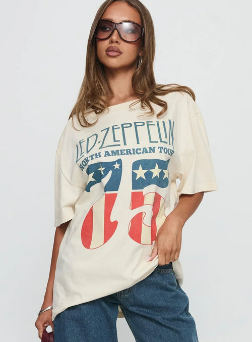 4Th July Led Zepplin Oversized Tee White