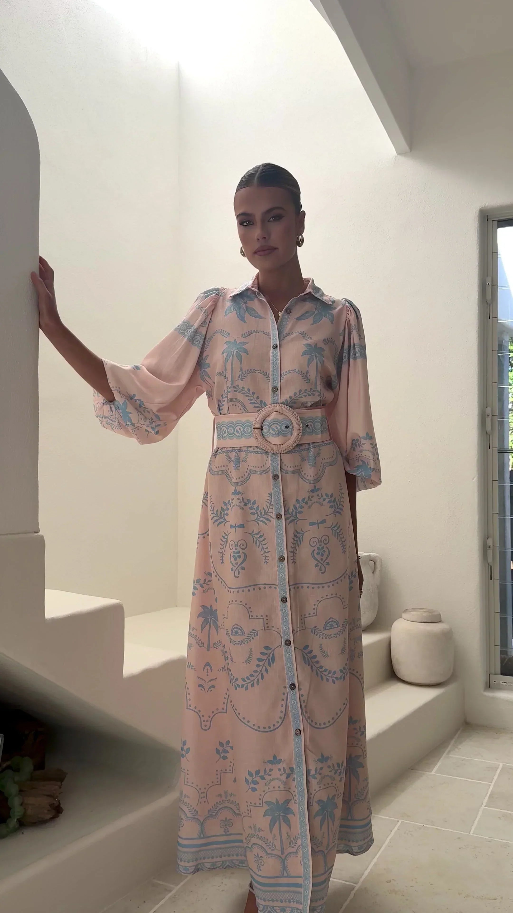 Xander Long Sleeve Maxi Dress - Blue