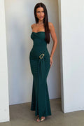 Monique Strapless Wrap Maxi Dress - Emerald