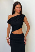 Tayissa Cut Out Mesh Maxi Dress - Black