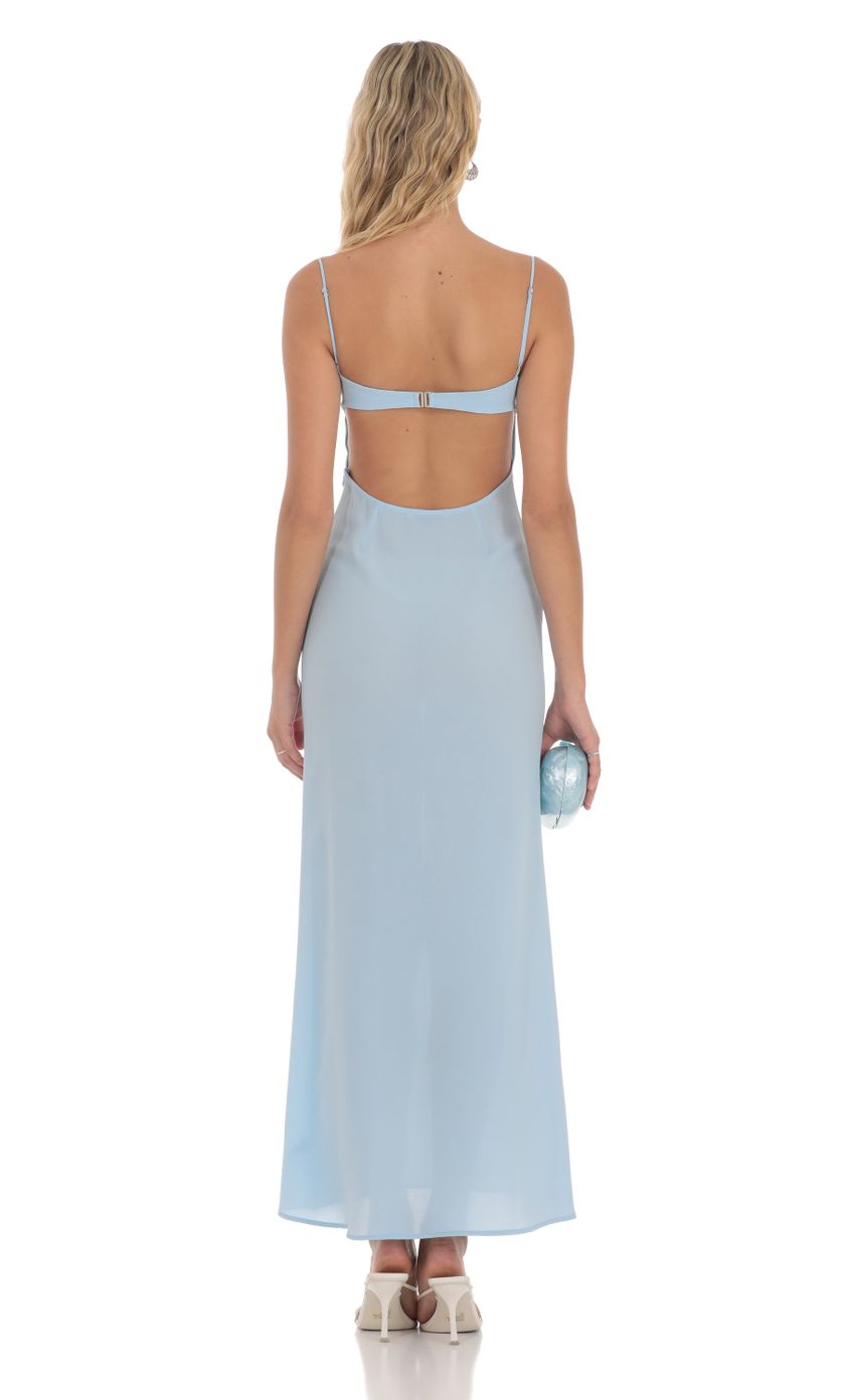 Lace Trim Maxi Dress in Light Blue