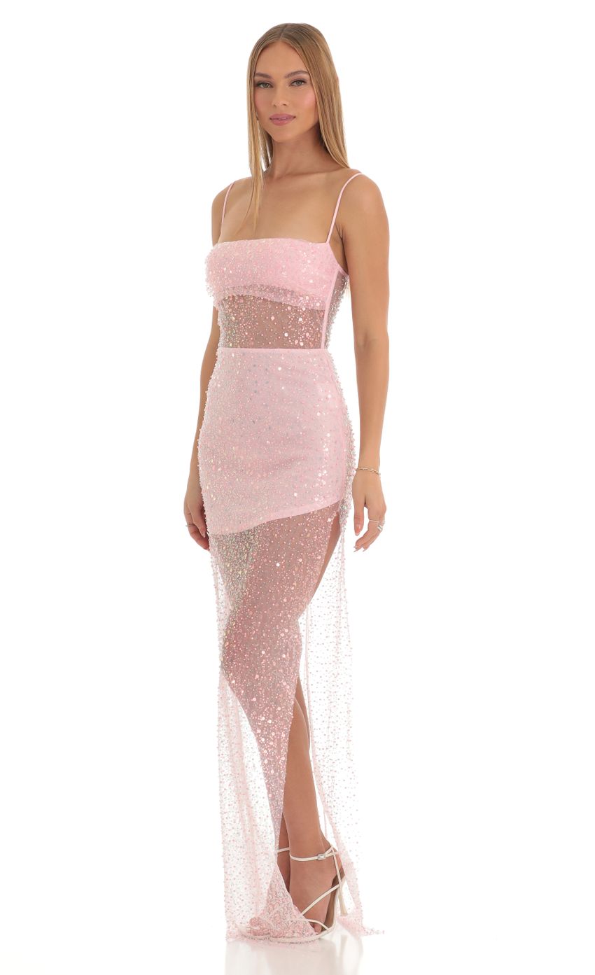 Sequin Maxi Dress in Pink