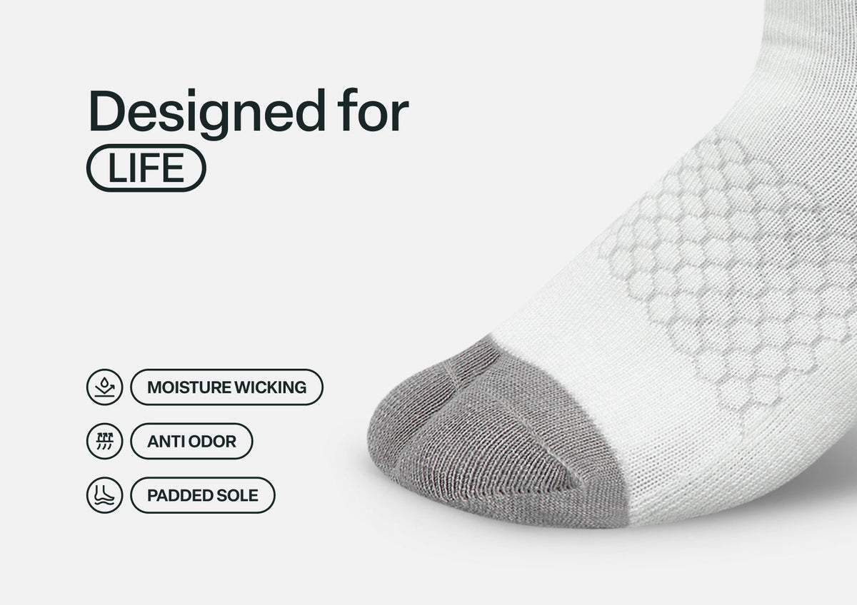 Bunion Relief, Padded Ankle Socks - White