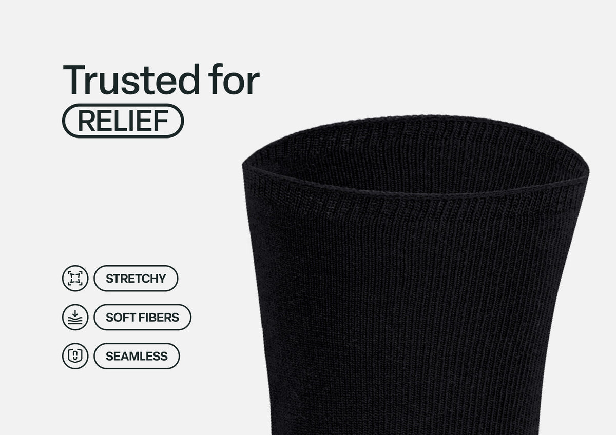Extra Roomy Diabetic Socks (Thick) - Black