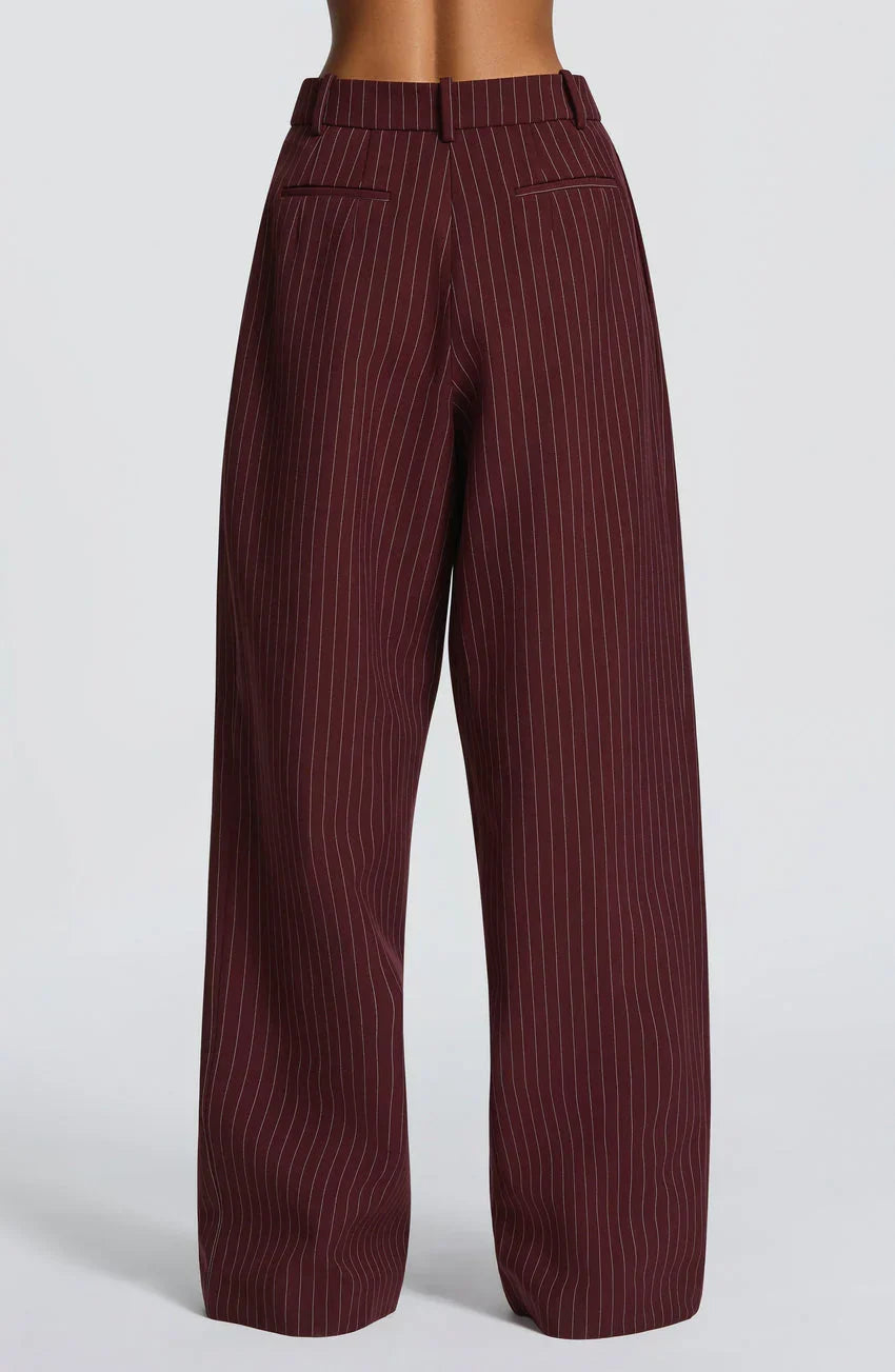 Kirsty Pants - Burgundy Pinstripe