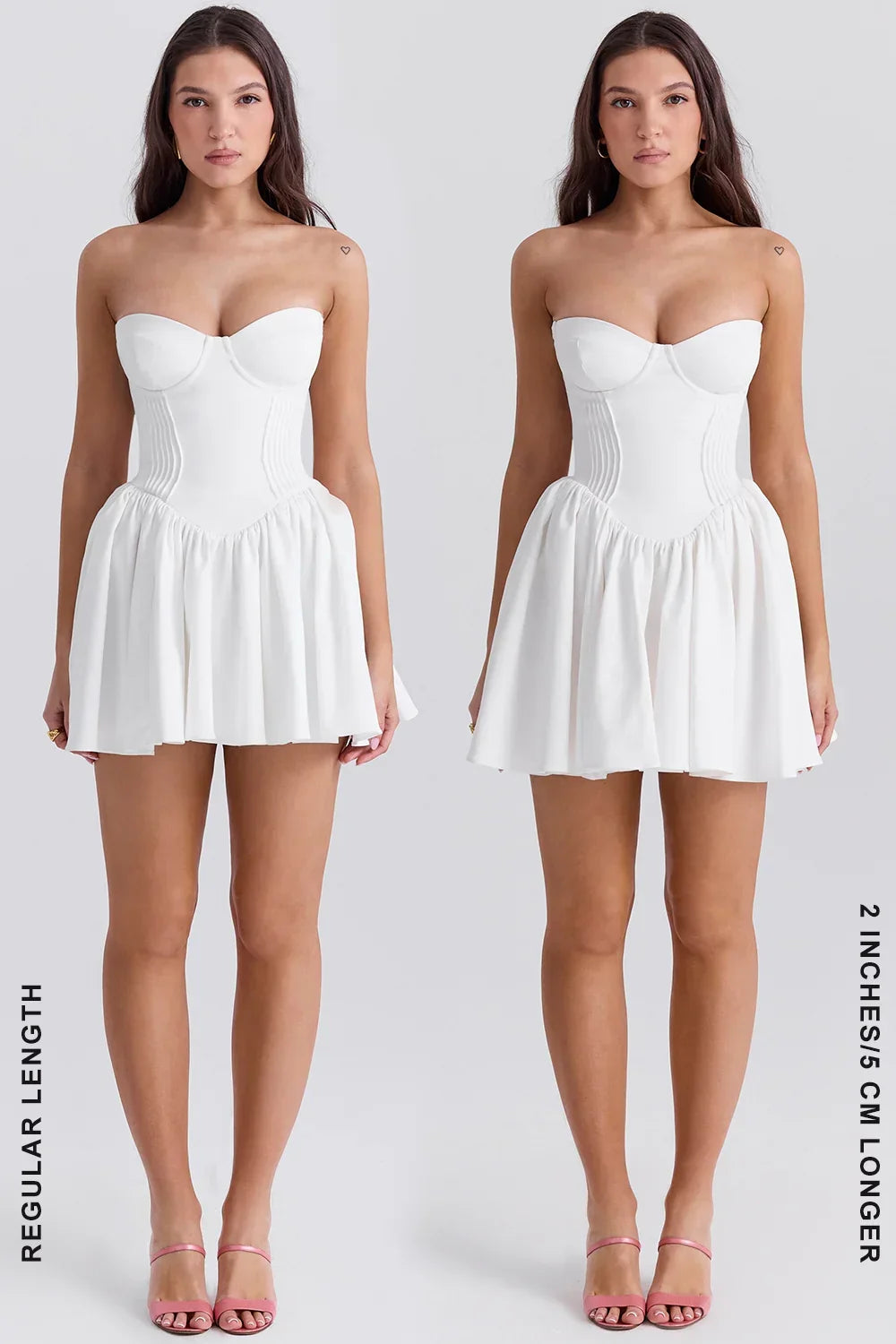 Katherine-White Strapless Corset Mini Dress