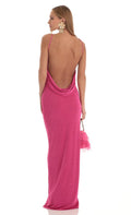 Draped Back Maxi Dress in Pink