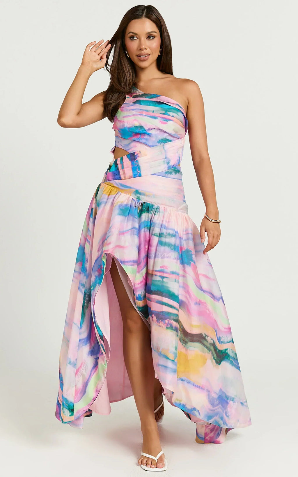 Amalie The Label - Keziah One Shoulder Asymmetric Maxi Dress - Int