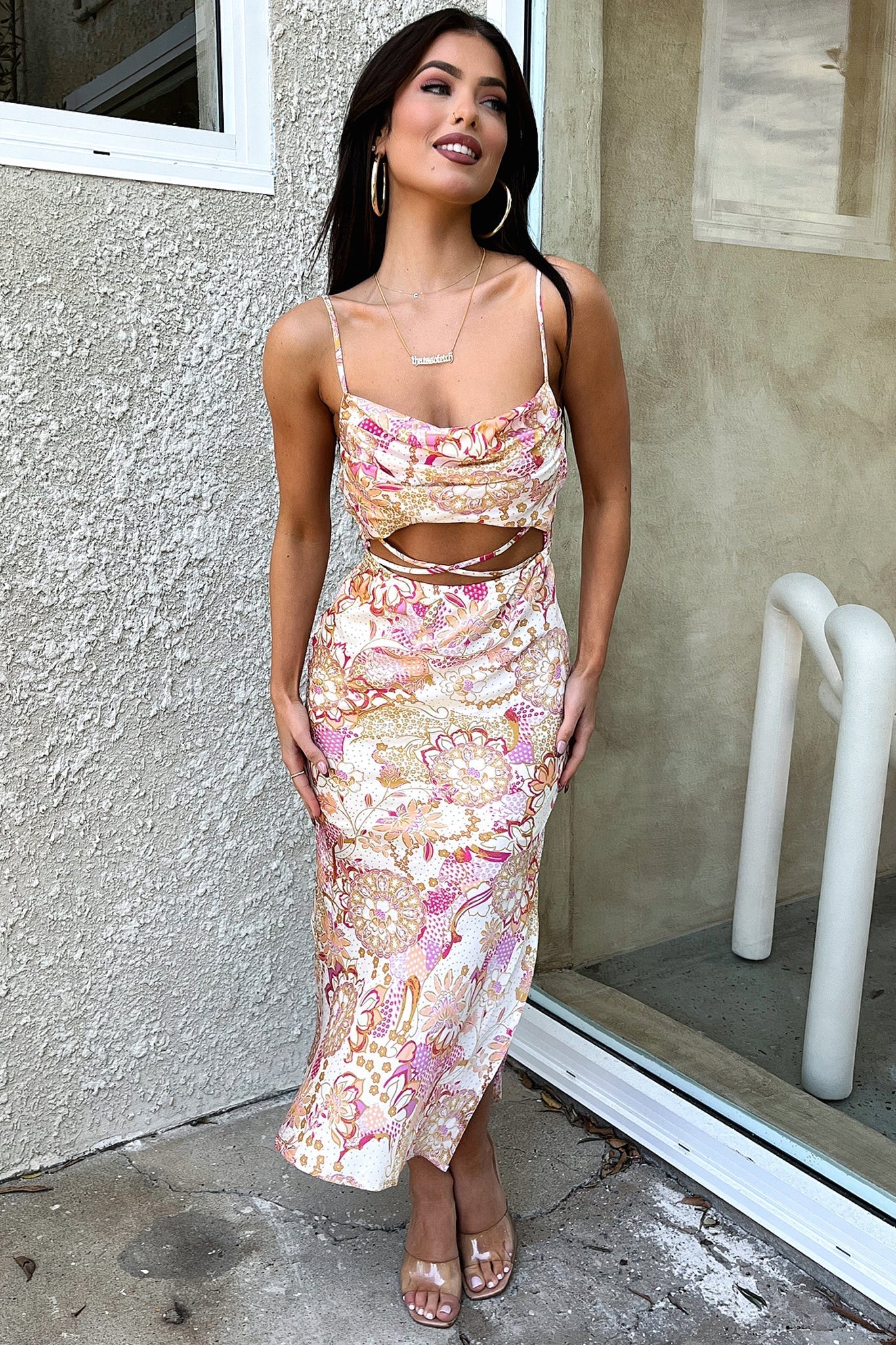 Florence Midi Dress - Pink Floral