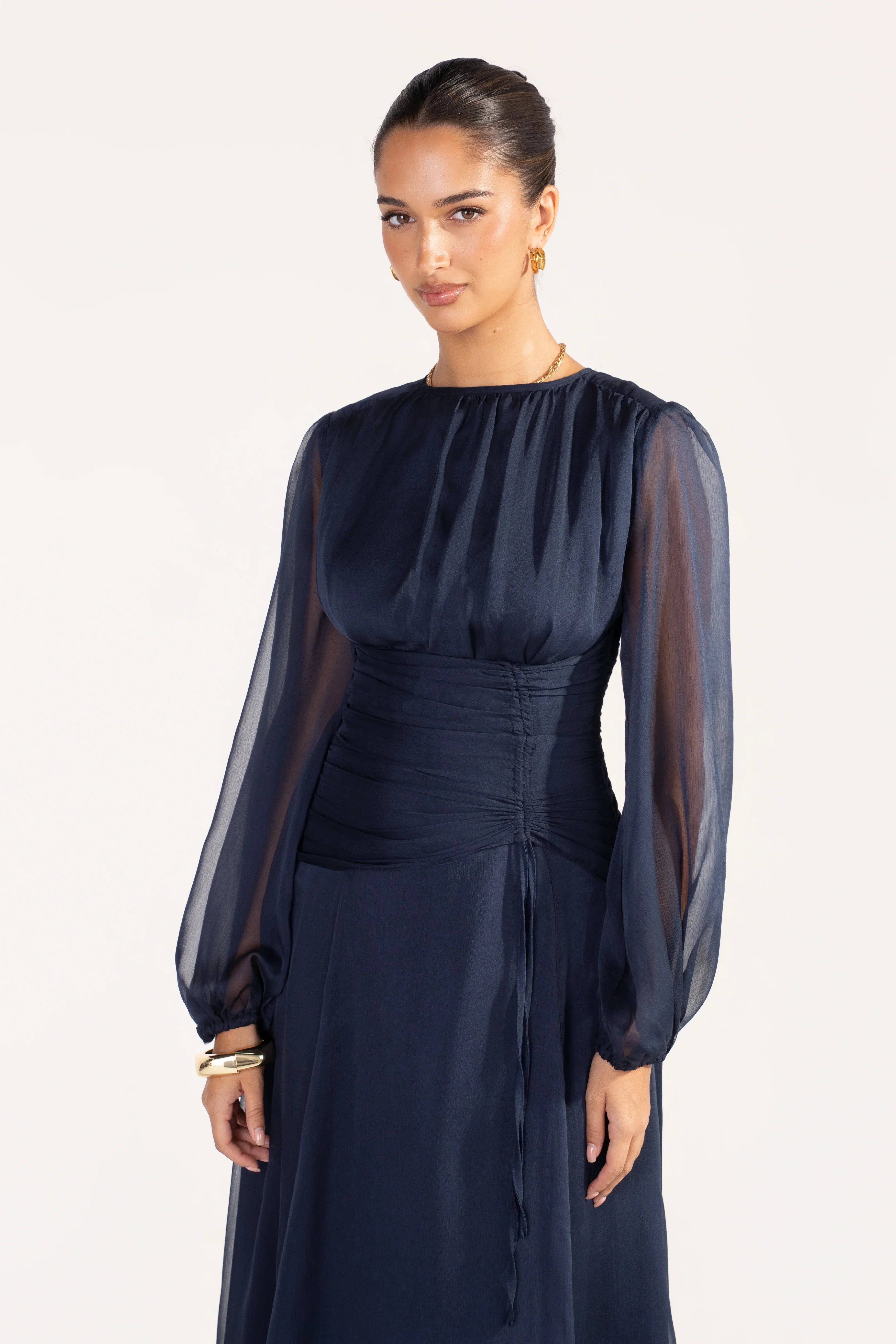 Lunara Long Sheer Sleeve Maxi Dress