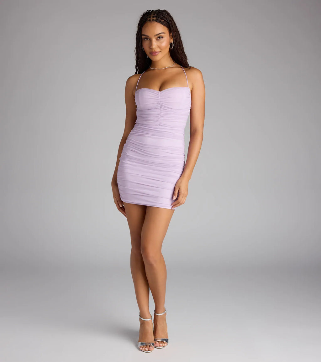 Mood Forever Mesh Lace-Up Mini Dress