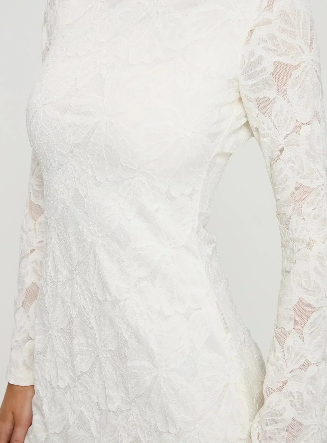 Lukea Lace Long Sleeve Mini Dress Cream