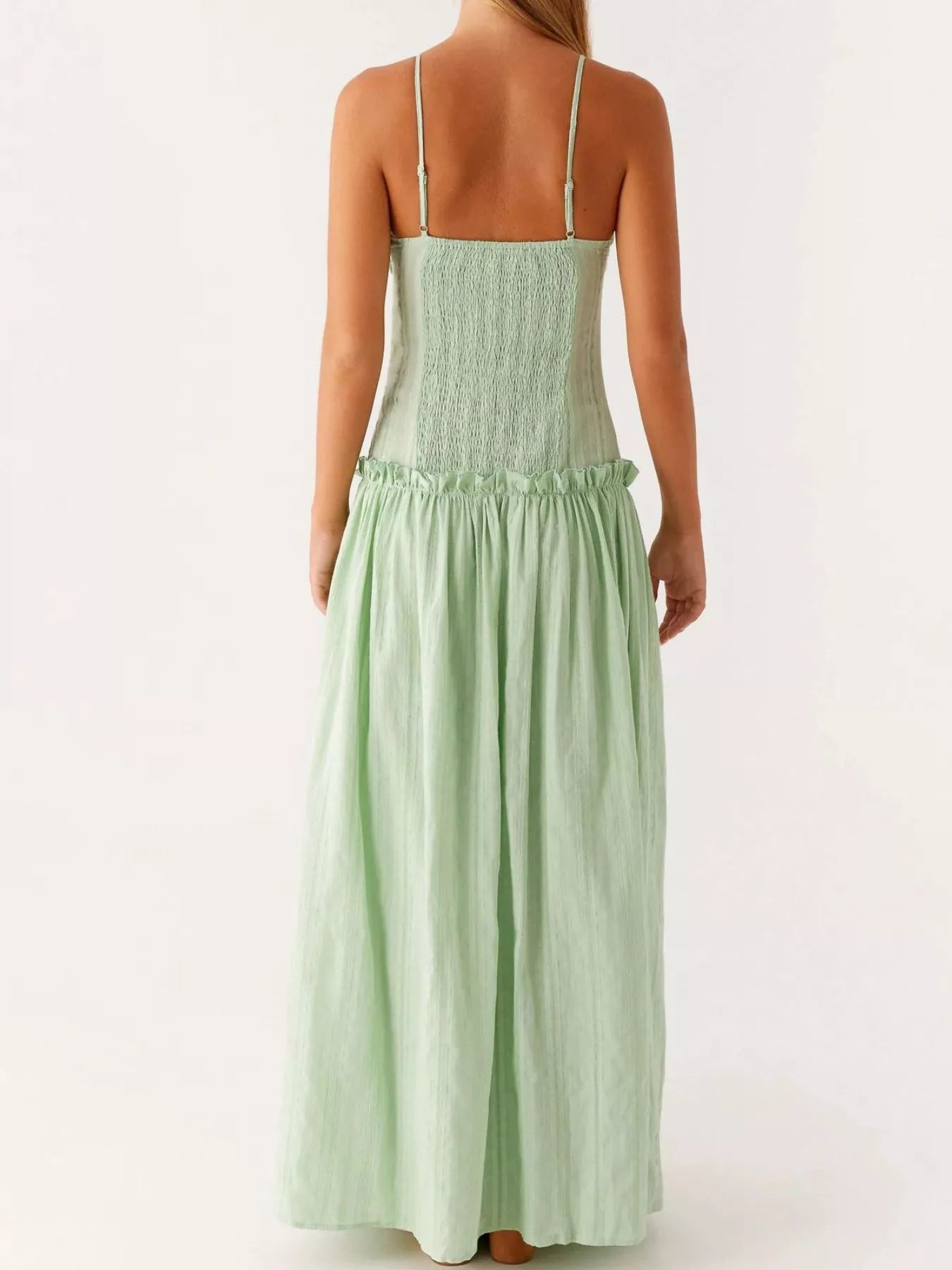 Frill Spaghetti Strap Maxi Dress