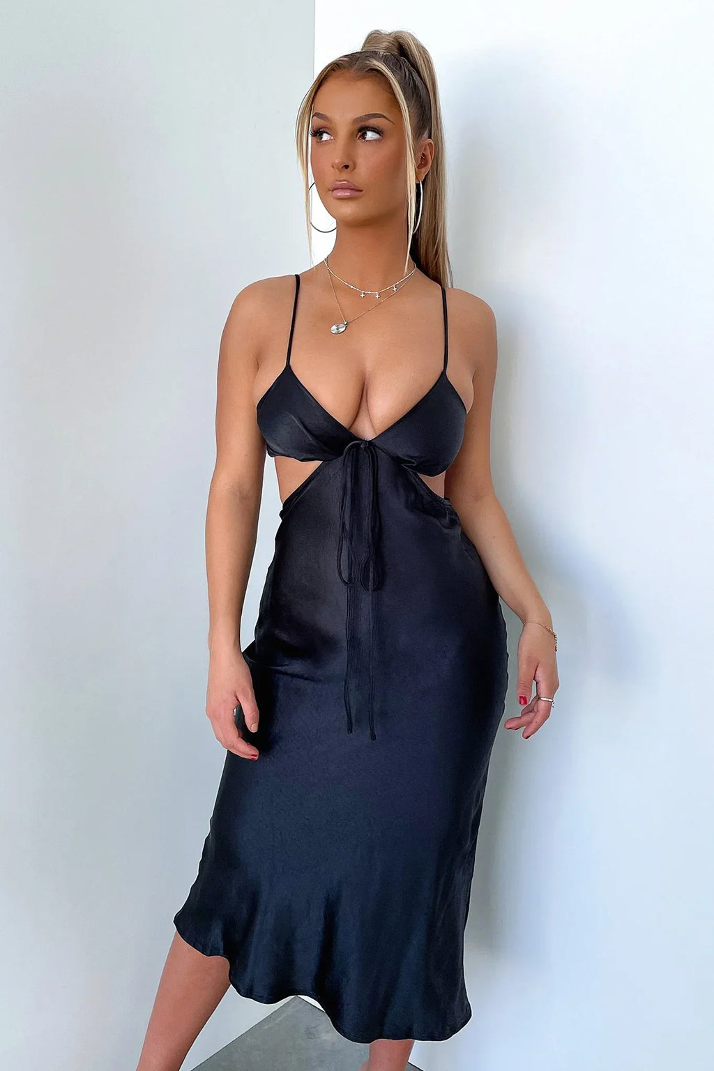 Misha Midi Dress- Black