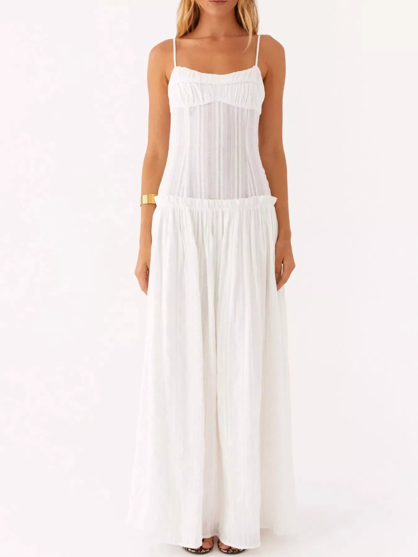 Frill Spaghetti Strap Maxi Dress