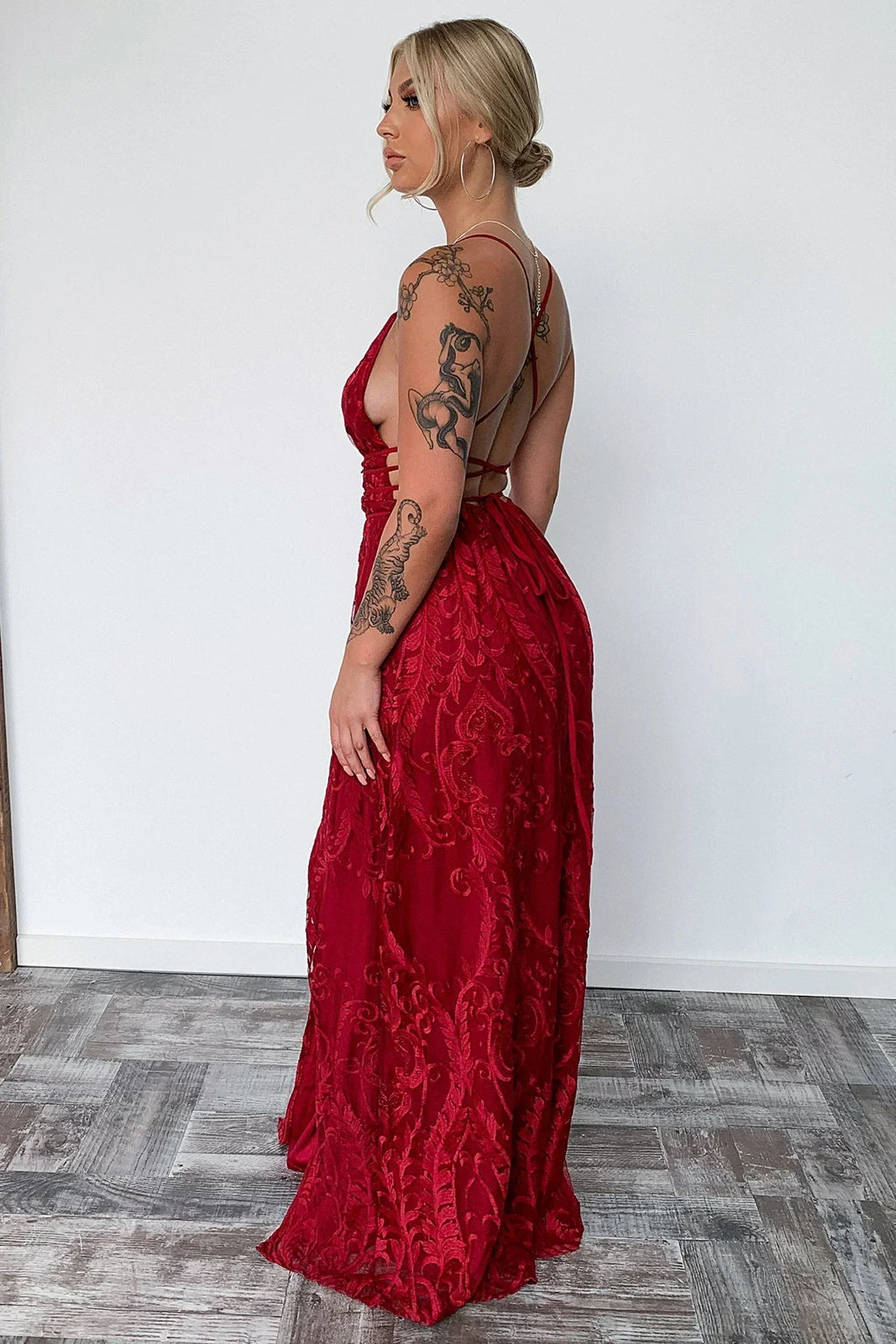 Scarlett Halter Maxi Dress - Burgundy