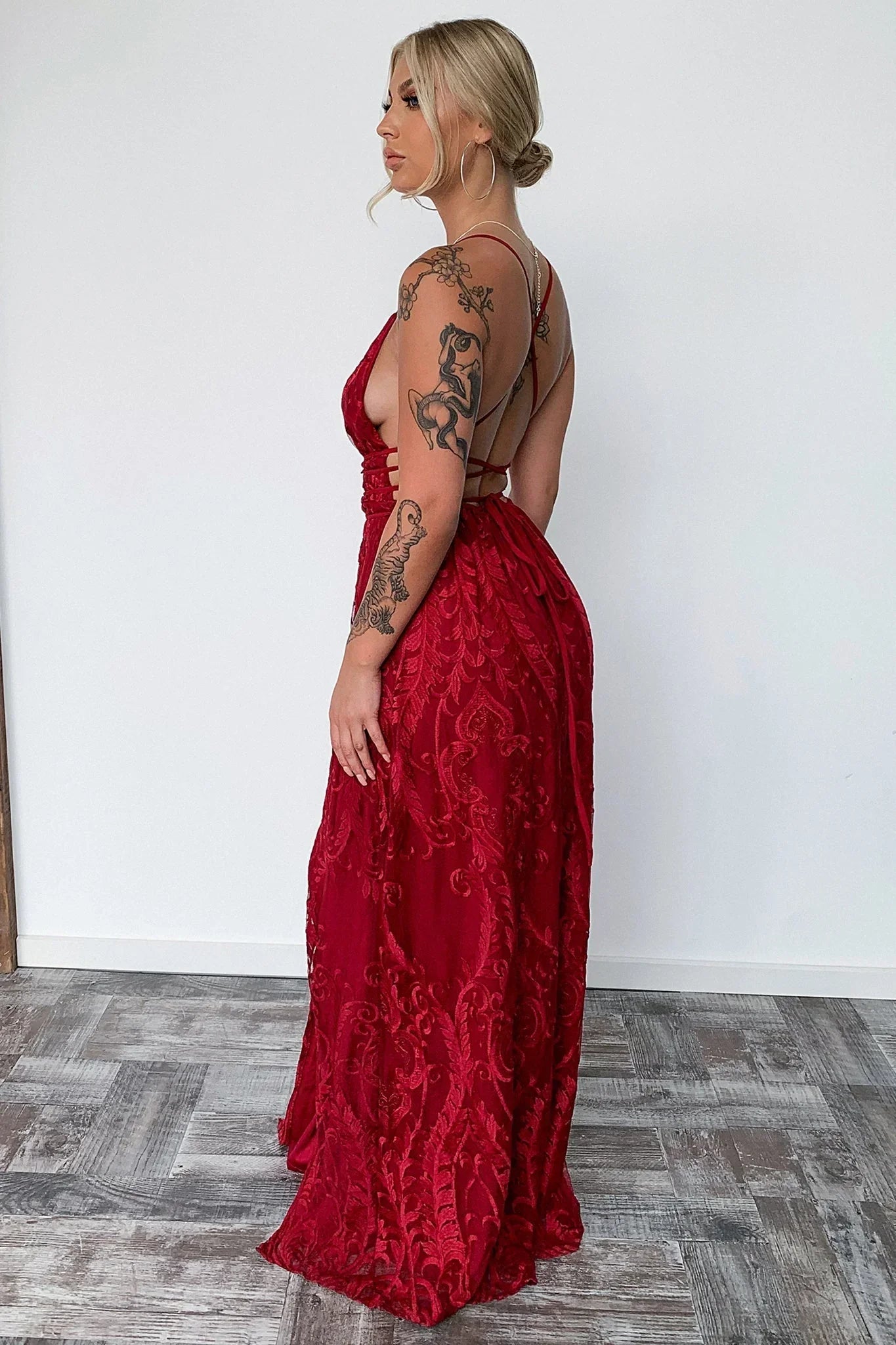 Scarlett Halter Maxi Dress - Burgundy