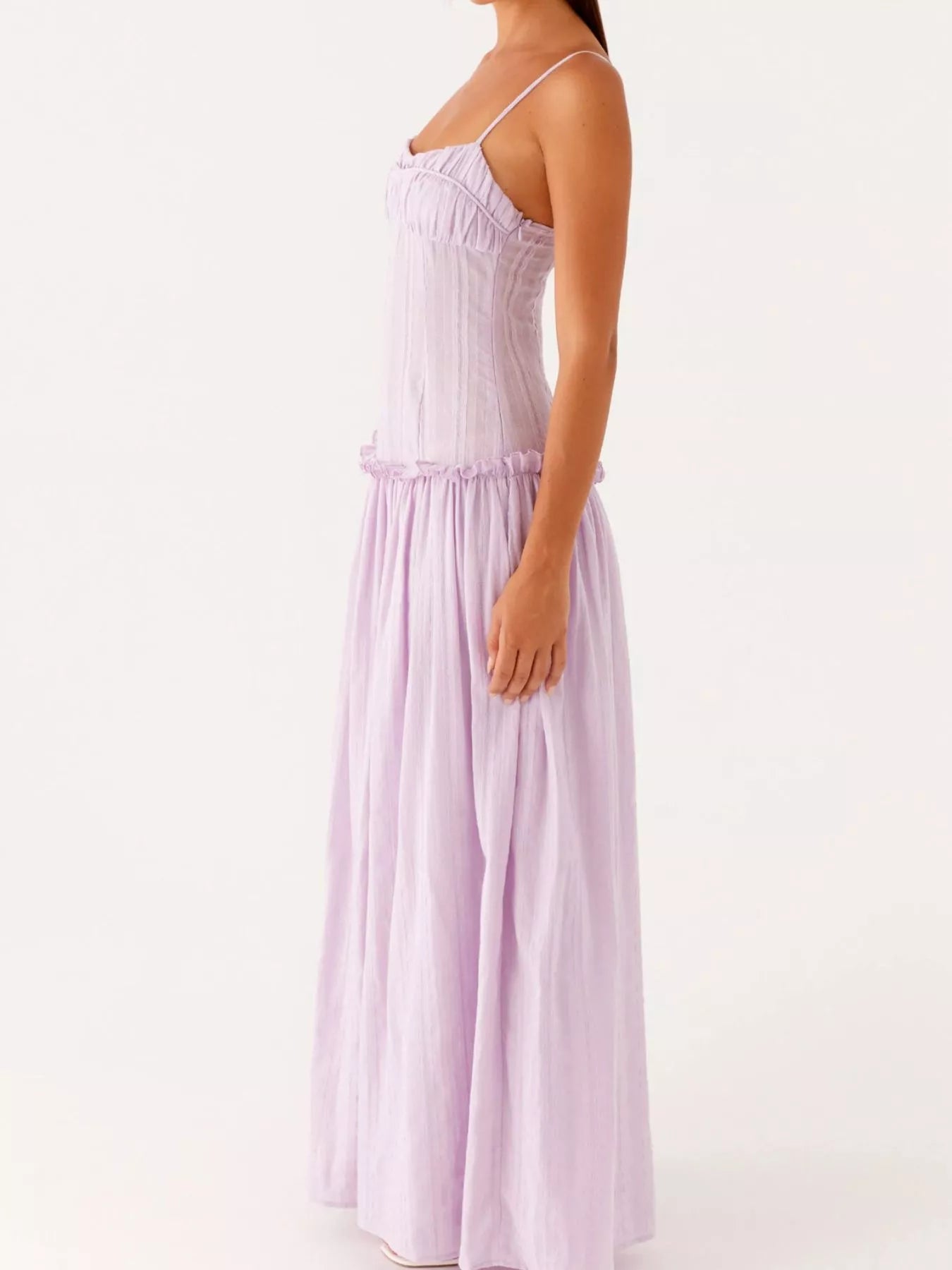 Frill Spaghetti Strap Maxi Dress