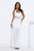 Elevated Hour Glow Halter Maxi Dress White
