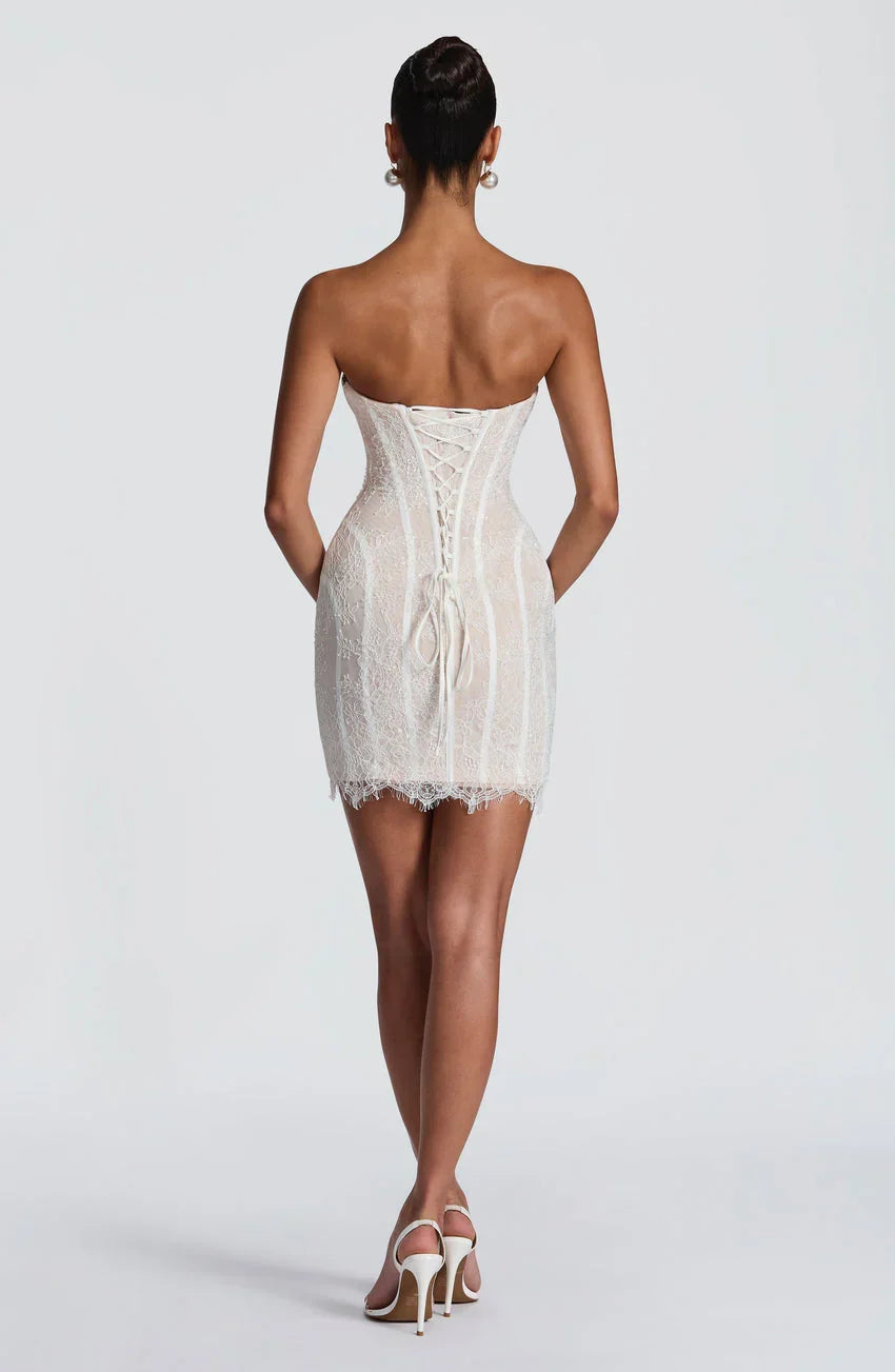 Sian Mini Dress - Ivory Embellishment