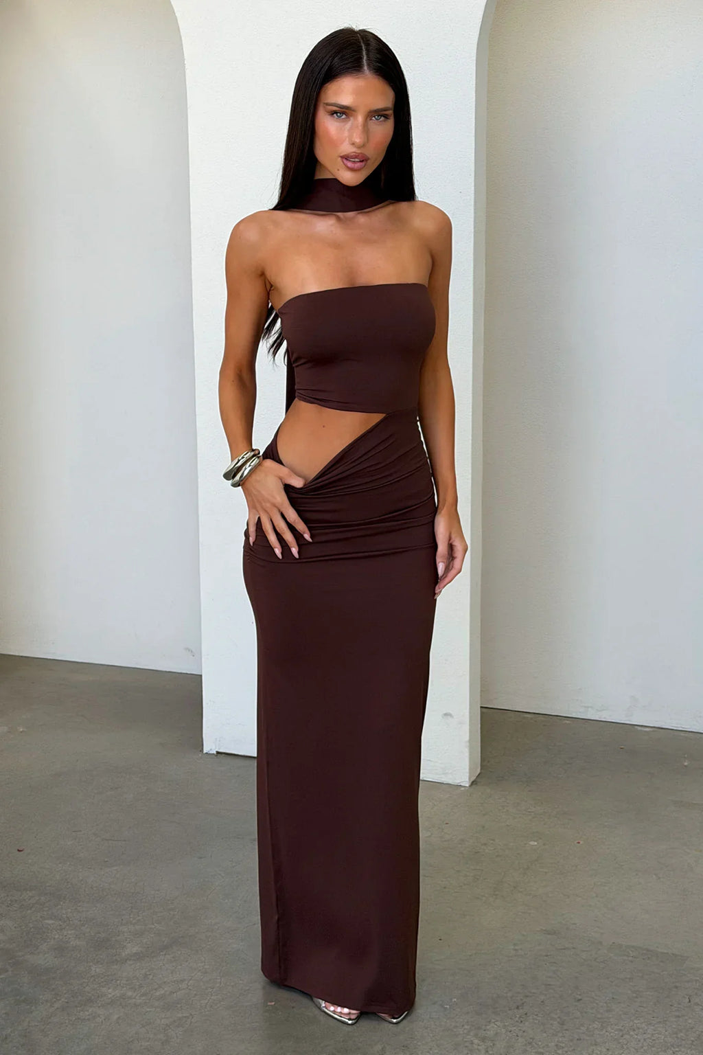Forbes Strapless Maxi Dress - Brown