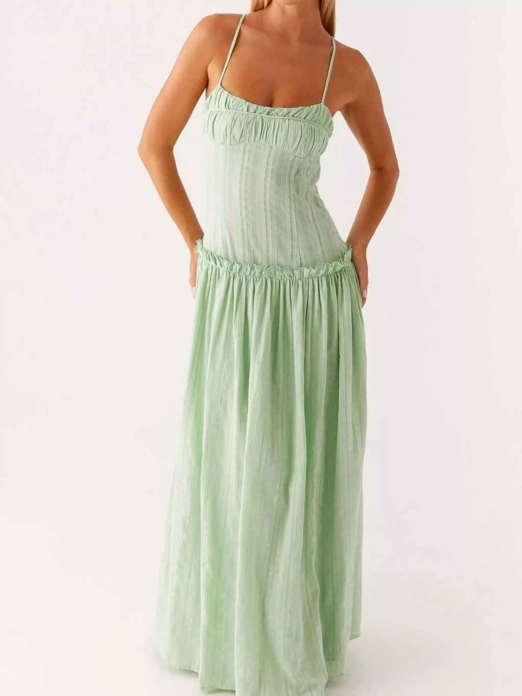 Frill Spaghetti Strap Maxi Dress