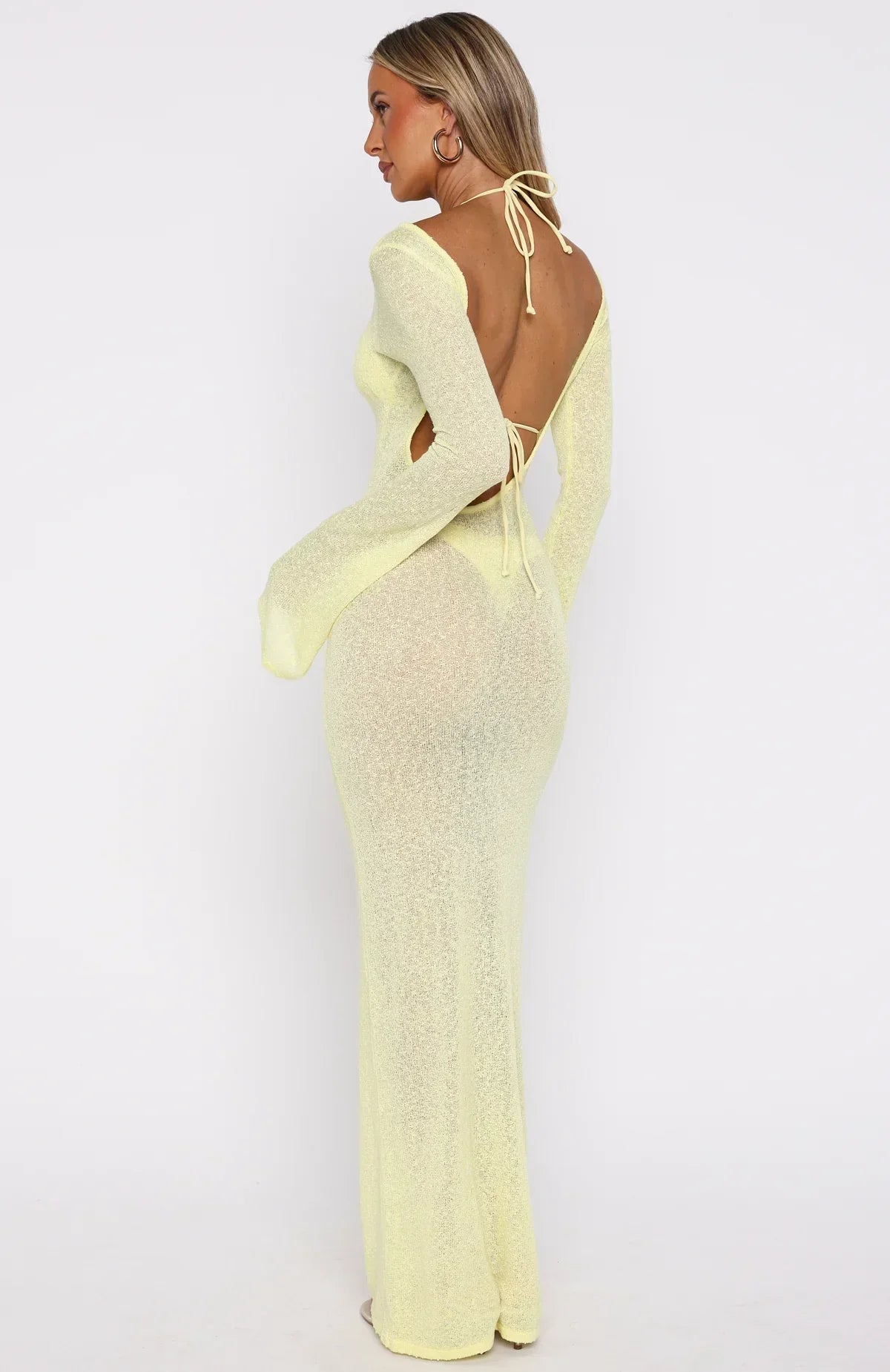 Malta Mermaids Long Sleeve Maxi Dress Lemon