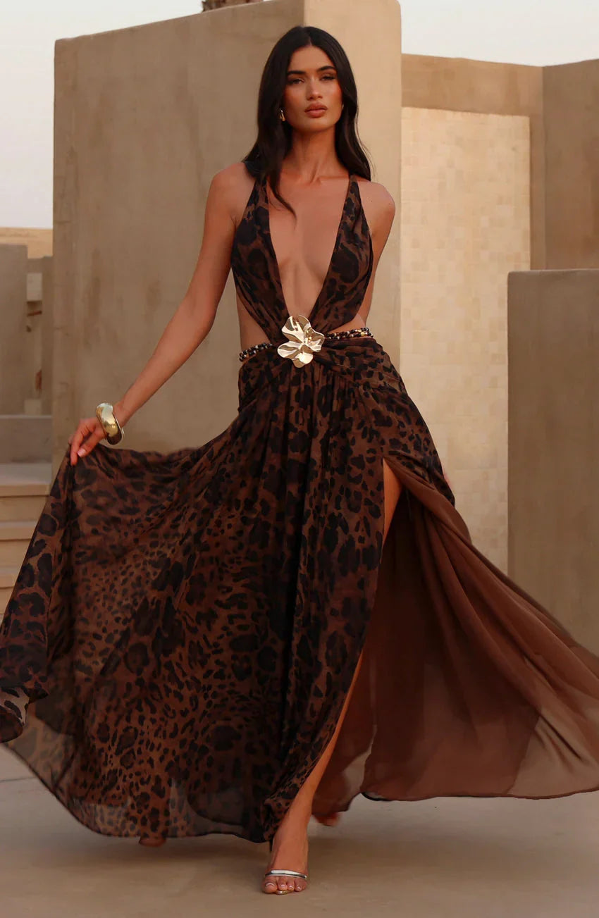 Indianna Maxi Dress - Leopard Print