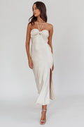 Kindred Spirit Strapless Gathered Bust Midi Dress Champagne