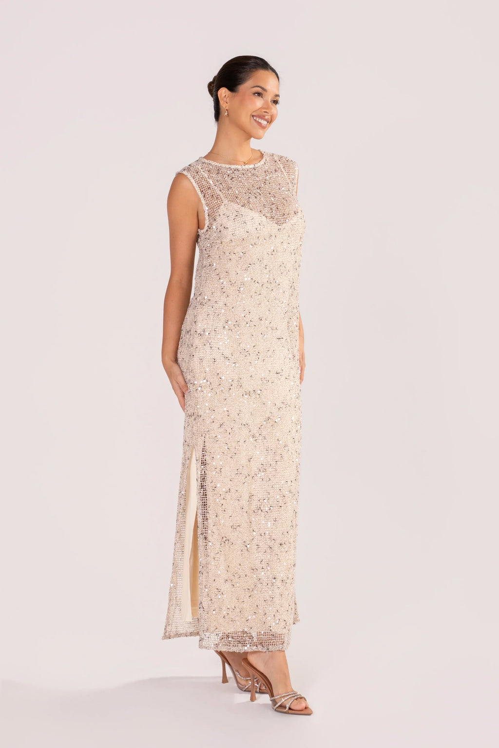 Athena Sequin Mesh Maxi Dress