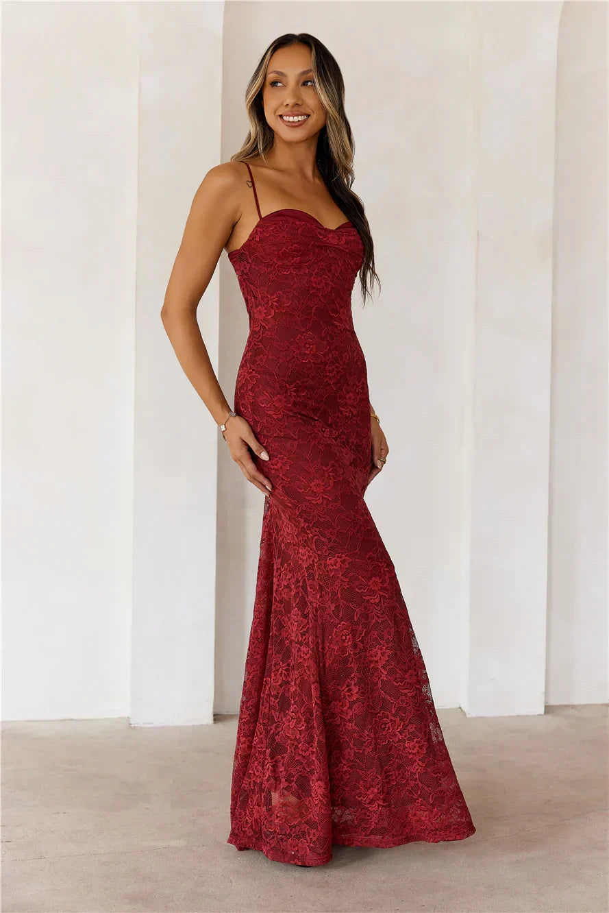 Chasing Midnight Lace Maxi Dress