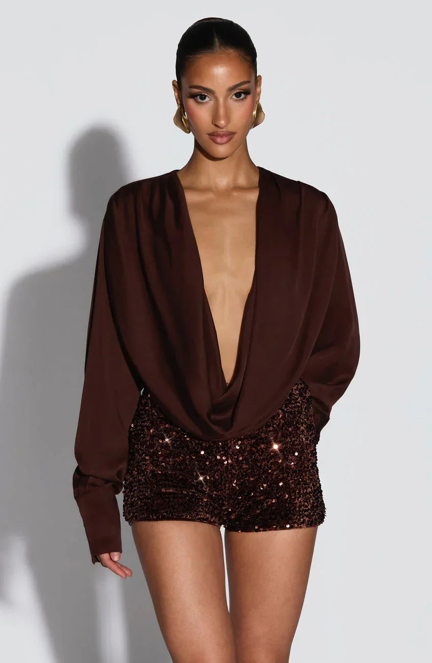 Coralie Bodysuit - Plum Brown