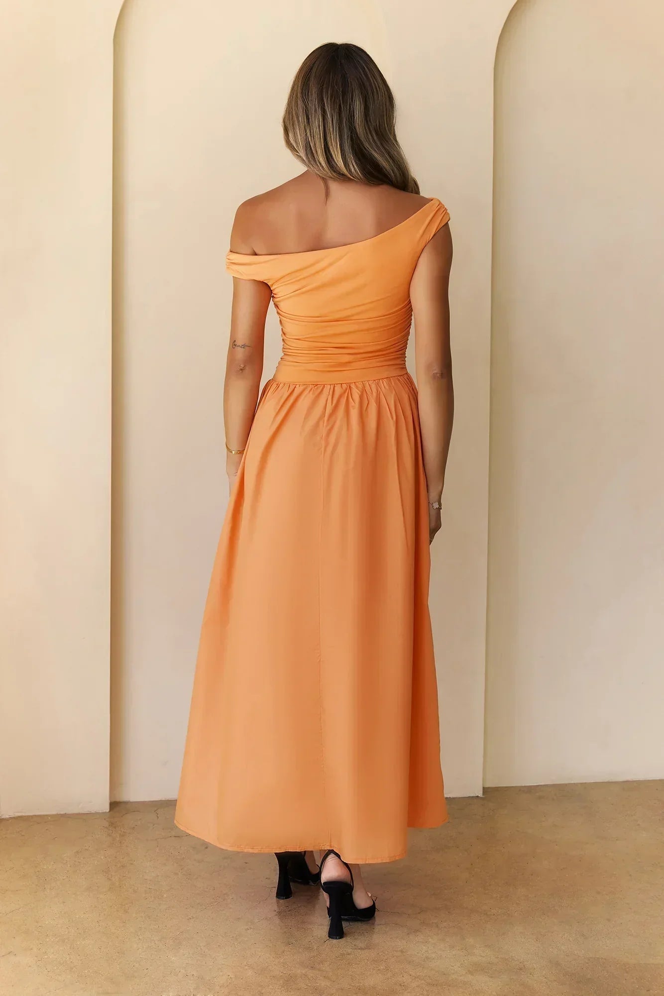 Camellia Charm Off Shoulder Maxi Dress